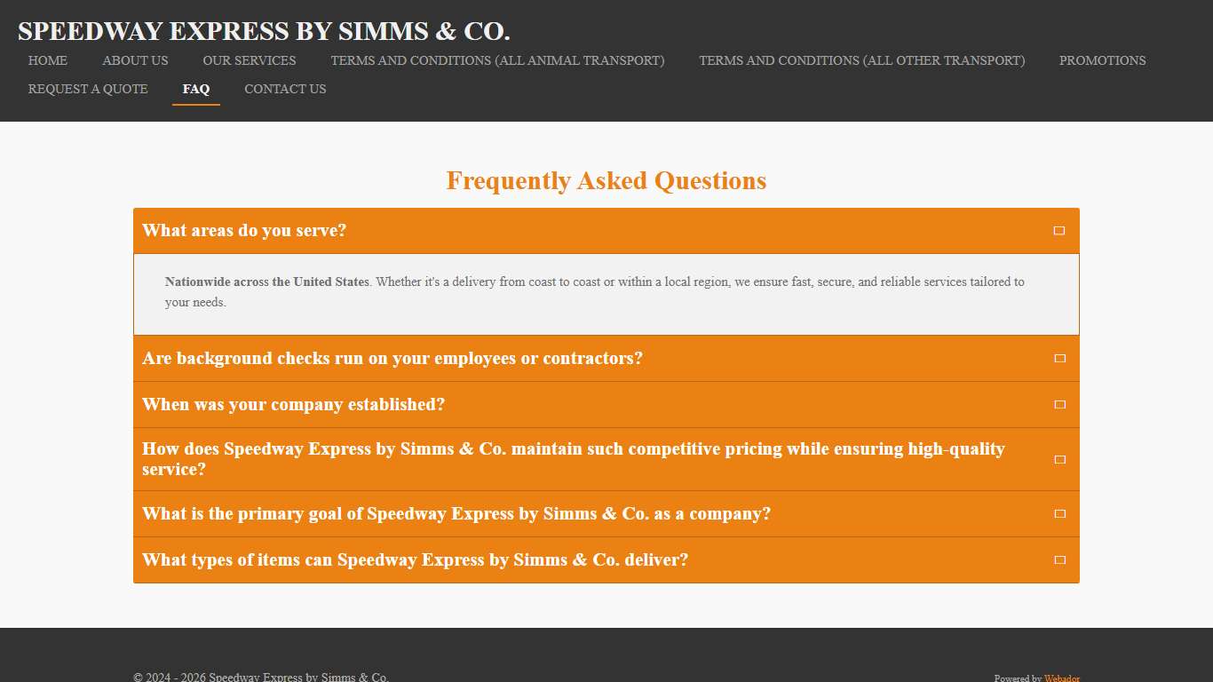 FAQ Speedway Express by Simms & Co.