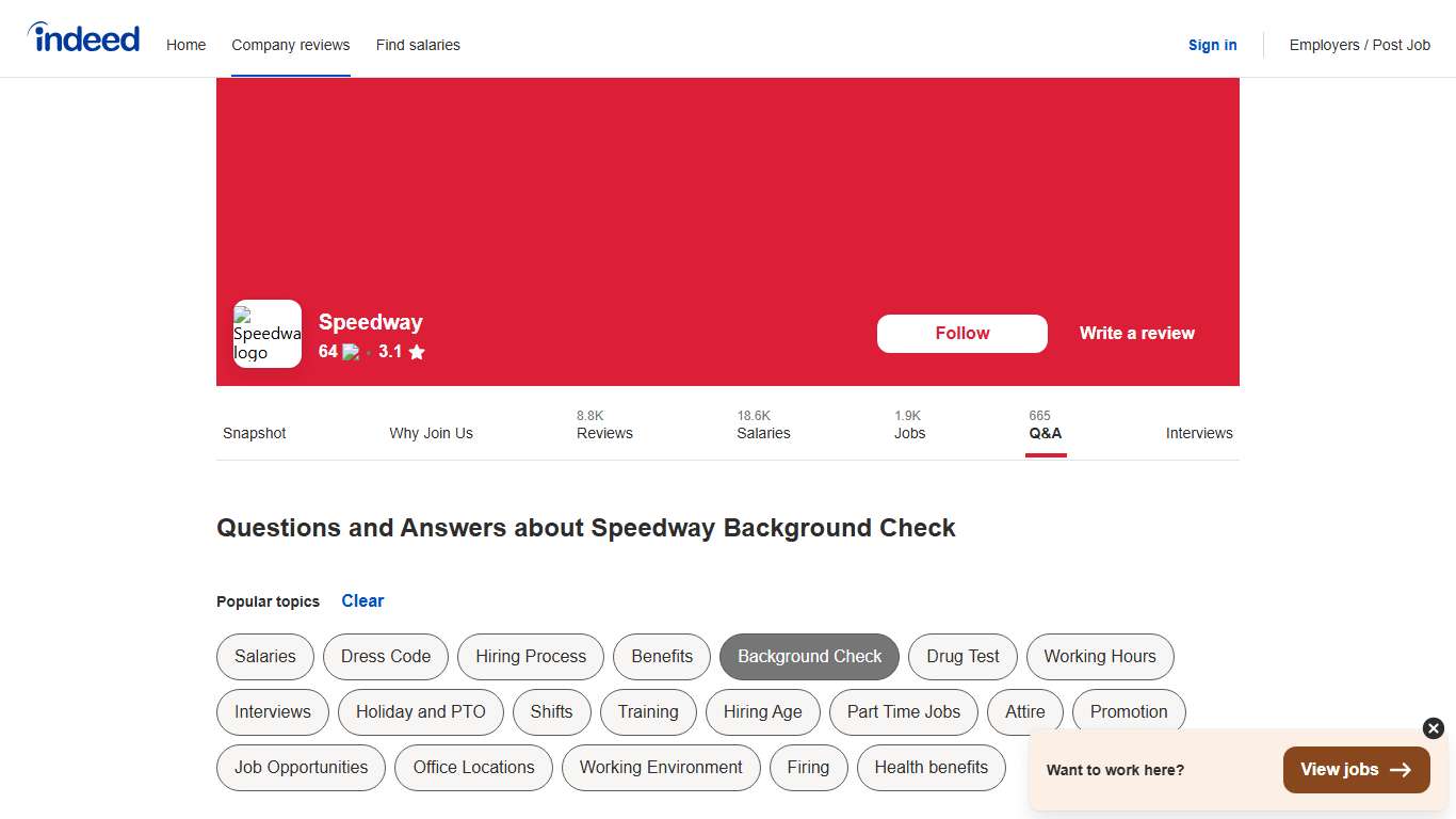 Questions and Answers about Speedway Background Check Indeed.com