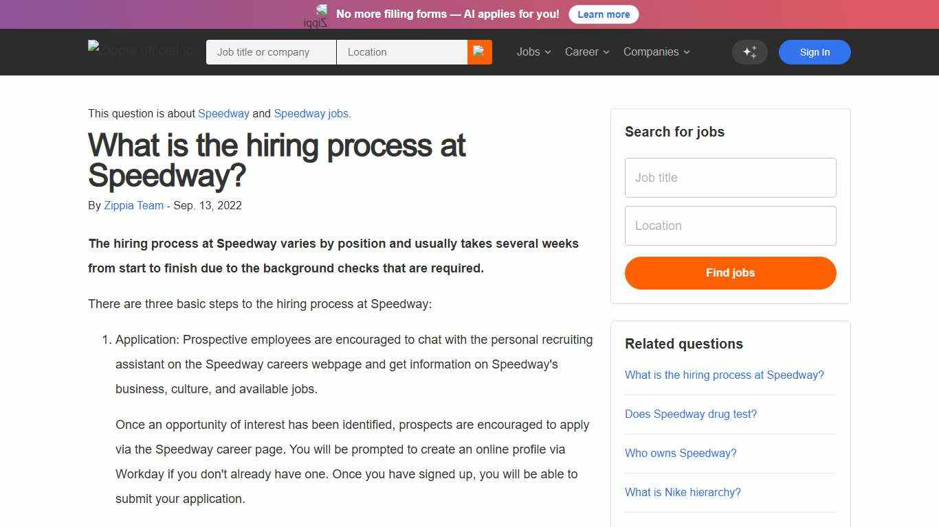 What is the hiring process at Speedway? - Zippia
